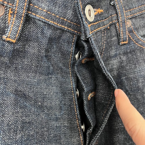 The Stronghold Jeans Mens 32x32 Blue Denim Selvedge Slim Straight Button Fly USA - Picture 9 of 15