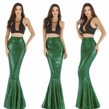 Lady Fishtail Mermaid Skirt Metallic Shiny Scale Long Bodycon High Waist Clothes