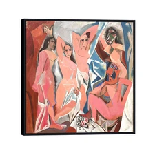 Framed Canvas Art Les Demoiselles d'Avignon by Pablo Picasso Wall Art 28"x28"