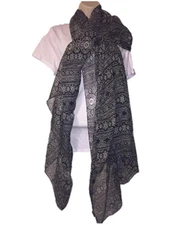 Cejon Accessories Black Print Lightweight Scarf/Wrap, Retail $20.00
