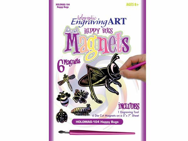 Kids Scratch Art Magnets Holographic Engraving Art Craft Kit HAPPY BUGS Age 8+