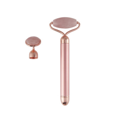 2 In 1 Vibrating Rose Quartz  Facial  Roller * FREE SHIPPING *