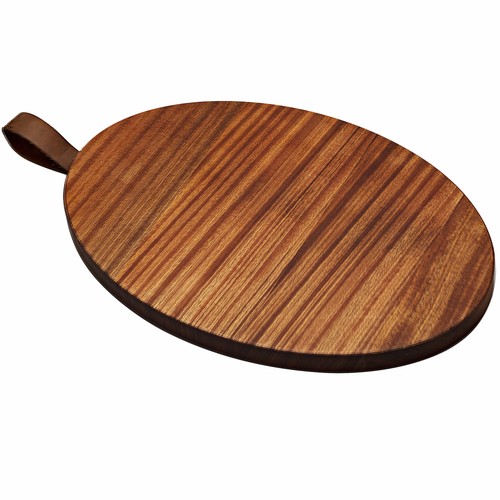 Sam Oval Mahogany Wood Edge Grain Handmade Cutting Board Made in the USA - Picture 2 of 9