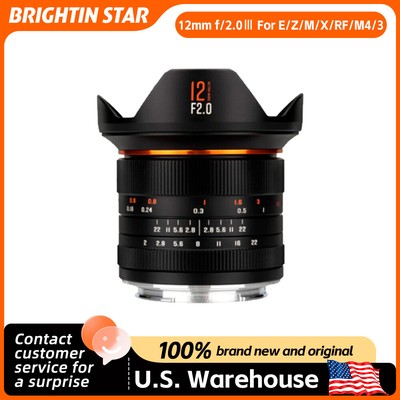 Brightin Star 12mm f/2.0  APS-C Lens for E/Z/M/X/RF/M4/3-Mount Wide Angle Lens