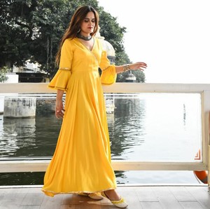 yellow long kurti