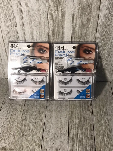 ARDELL-DELUXE PACK- 2 PAIR LASHES-with 3 ADHESIVE -120 DEMI BLACK-NEW