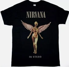 NIRVANA IN UTERO NEW BLACK T-SHIRT