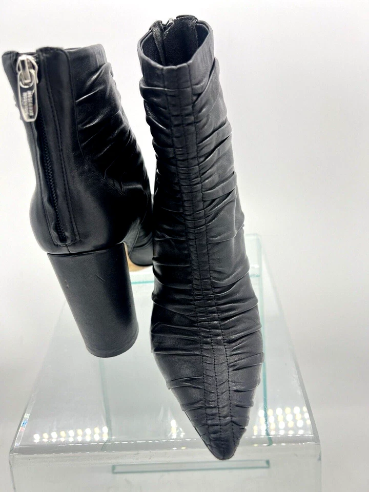 Botín Sigerson Morrison Kimay para mujer 8,5 mediano negro piel de cordero cuero acanalado Foto 3 de 4