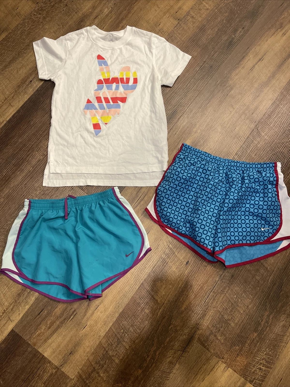 Lot of 3 Nike Girl Dri-Fit 2 Shorts And 1 T Shirt Various Older Girl Sizes