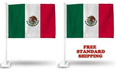 2X MEXICO MEXICAN World Cup Soccer Car Flag FLAGS FOR CAR WINDOW 18'' X 12'' INCH