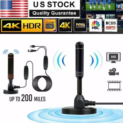 300 Miles Upgraded TV Antenna HDTV Amplified Digital 4K 1080P W/ Magnetic Base