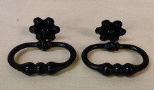 Paire Poignées Pendante Meubles Tiroirs Ancien fer forgé noir