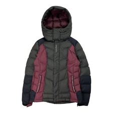 Montbell Puffer Down Jacket Dark Olive Purple Hooded Coat Women's Size Small S