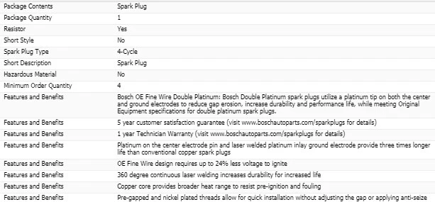 8 Spark Plugs Bosch Double Platinum For 2008-2011 LEXUS LX570 V8-5.7L Foto 4 de 4