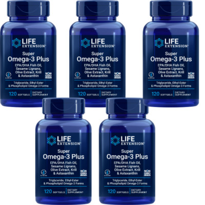 Life Extension Super Omega-3 EPA/DHA Krill/Astaxanthin/Olive Extract 5X120gels