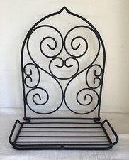 Ornate Black Wrought Iron Scrolled Hanging Garden / Bathroom Shelf.