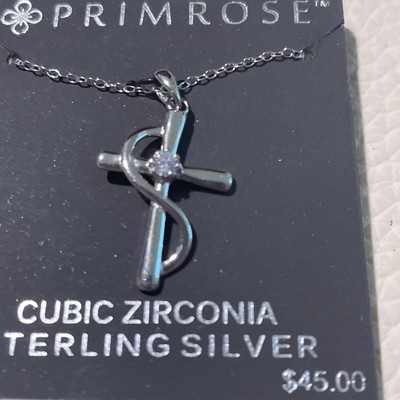 Primrose Cubic Zirconia Sterling Silver Necklace Cross