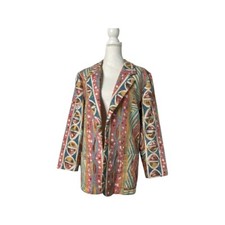 Claude Vintage Wearable Art Tribal Print Oversized Blazer Women Large