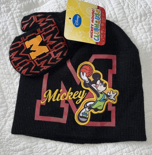 Boys Mickey Mouse Beanie and Mitten Set Basketball Black New - Picture 3 of 6