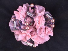 SILKY PINK SCRUNCHIE WITH MULTI BEADS - VERY CUTE VERY DETAILED VERY UNIQUE