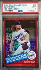 2020 Topps Silver Pack Chrome #19 Dustin May Red Refractor SP RC PSA 9 (4/5)