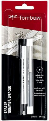Mono Zero Eraser and Refill Value Pack, Round 2.3mm. Precision Tip Pen-Style Era