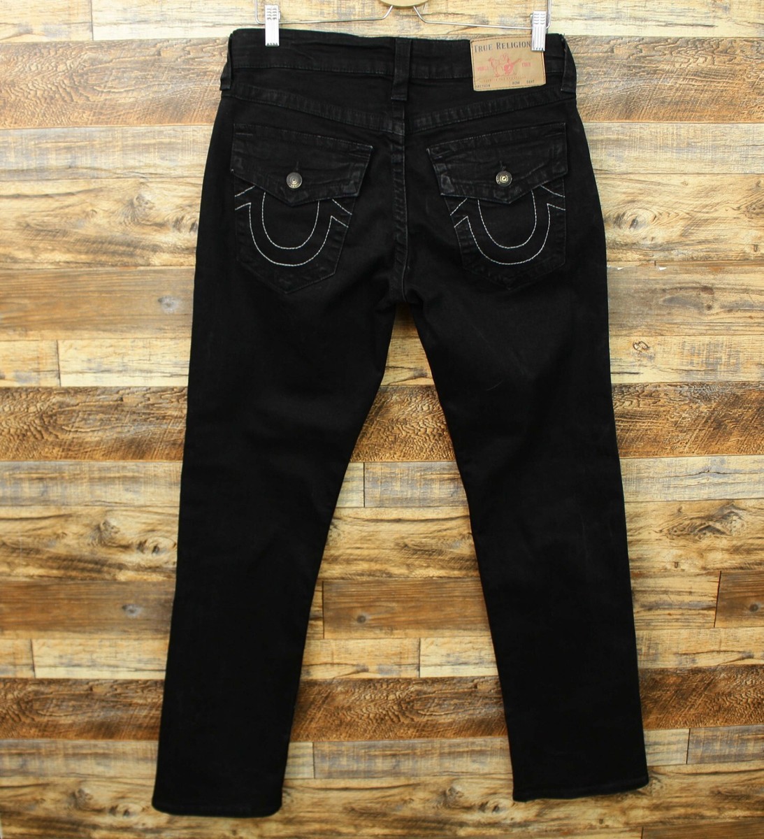 True Religion Jeans Ricky Relaxed Straight Mens 31x32 Black Flap