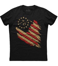 1776 American Flag Printed Mens Short Sleeve New Cotton Black T-shirt