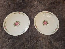 Mitterteich Bavaria Rose Pattern Luncheon Plates 7.75" Diameter Pair Set of 2