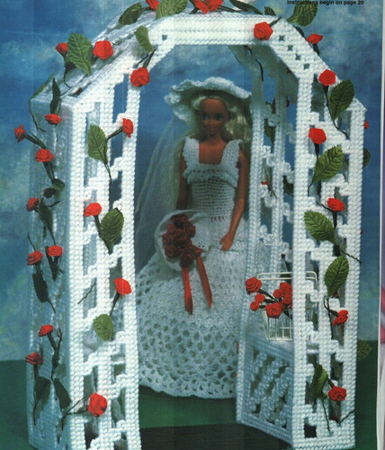 FASHION DOLL'S ROMANTIC ROSE ARBOR PLASTIC CANVAS PATTERN INSTRUCTIONS
