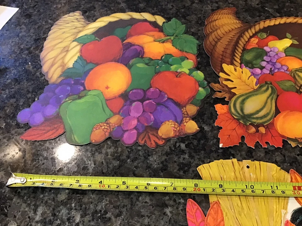 LOTE de decoraciones troqueladas tablón de anuncios HALLMARK THANKSGIVING FALL de 1960 Foto 3 de 4