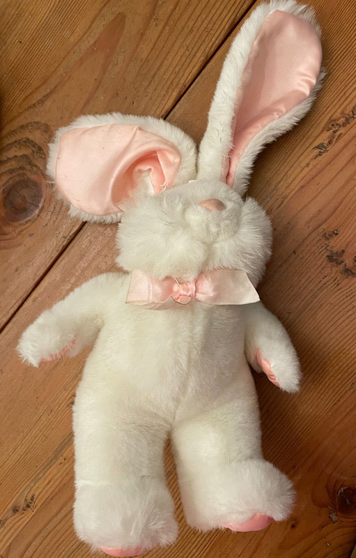 Commonwealth Toy & Novelty Co. 16" Bunny Plush Stuffed Animal with Pink Bow-1988