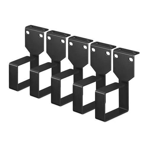 Set 5x Ganci Ferma Cavi Neri - Staffa Passa Cavo Scomparsa Acciaio 4.4x10.1x6cm