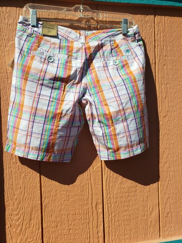 Aeropostale Women's Size 5/6 Pink Orange Plaid Casual Stretch Walking Shorts NWT - Picture 5 of 7