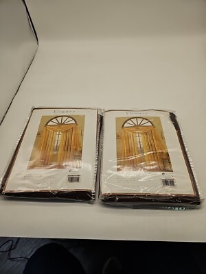 ELEGANCE Chocolate SOLID VOILE SHEER WINDOW Panel Lot Of 2 60x84 New