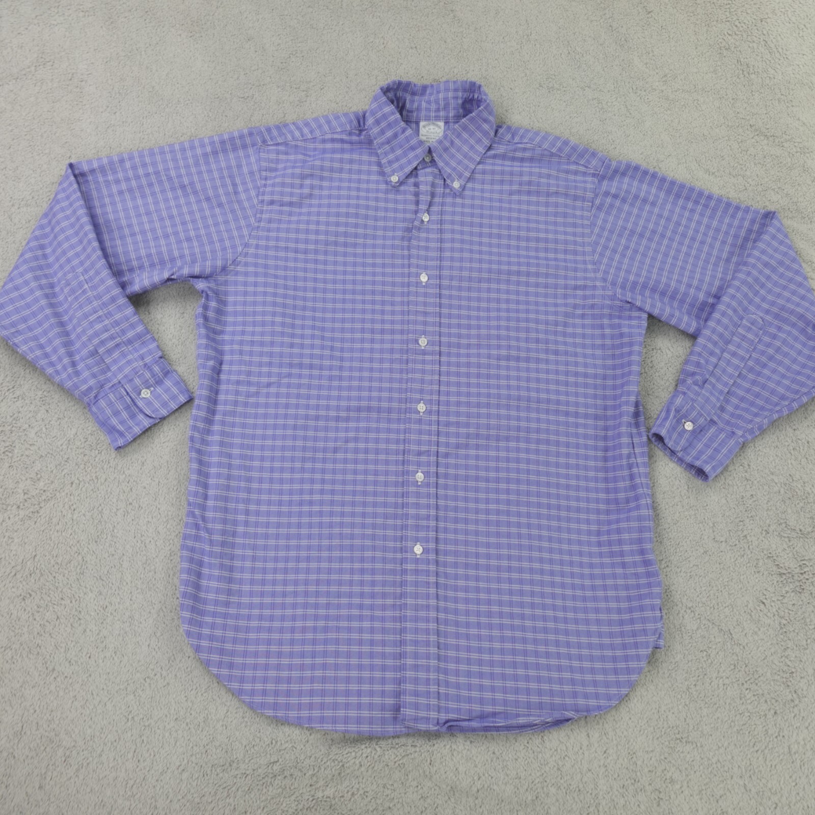 Brooks Brothers Mens 16 33 Blue Plaid Check Oxford Shirt Regent Fit USA Made Vintage