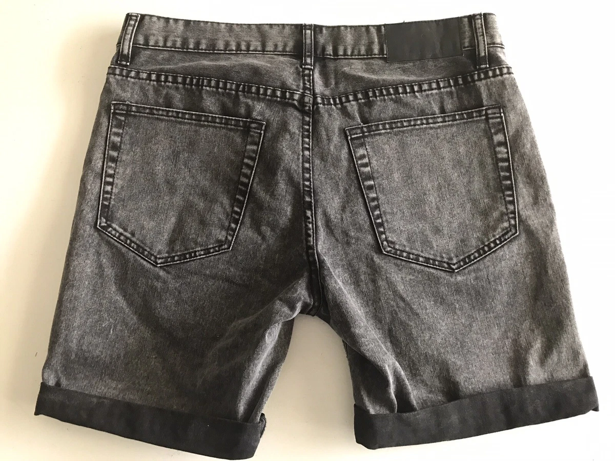 CHEAP MONDAY Black Denim High Cut Black Format Shorts Mens W32