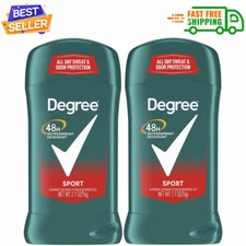 2 PACK MEN ANTIPERSPIRANT DEODORANT DEGREE STICK SPORT 48 HOUR PROTECTION 2.7 oz