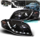 06 07 08 AUDI A4 S4 B7 AVANT DRL DAYTIME RUNNING LED PROJECTOR HEADLIGHTS BLACK