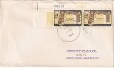 Jan 1963 cover Dag Hammarskjold invert pair plate numbers cover Mabel MN to MD