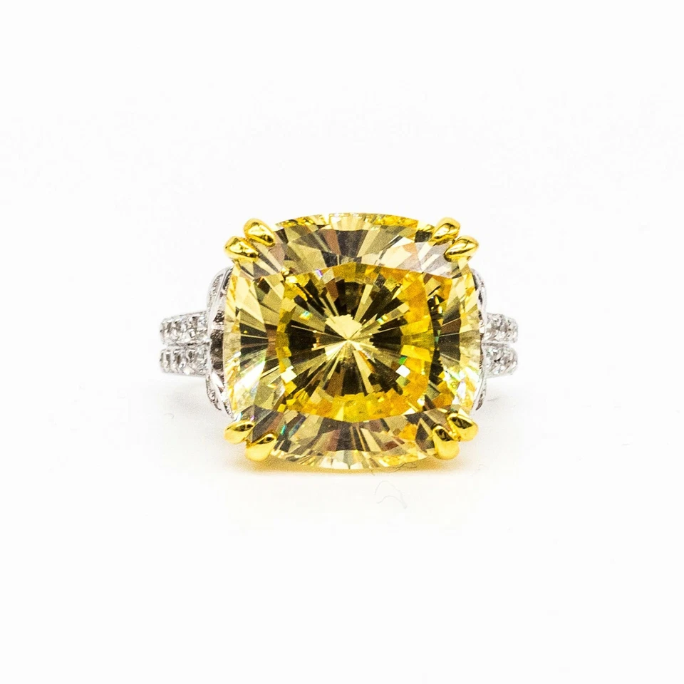 The Yellow Sparkle: anel folheado a ouro 18k e ródio de prata esterlina com zircão - Imagem 2 de 4