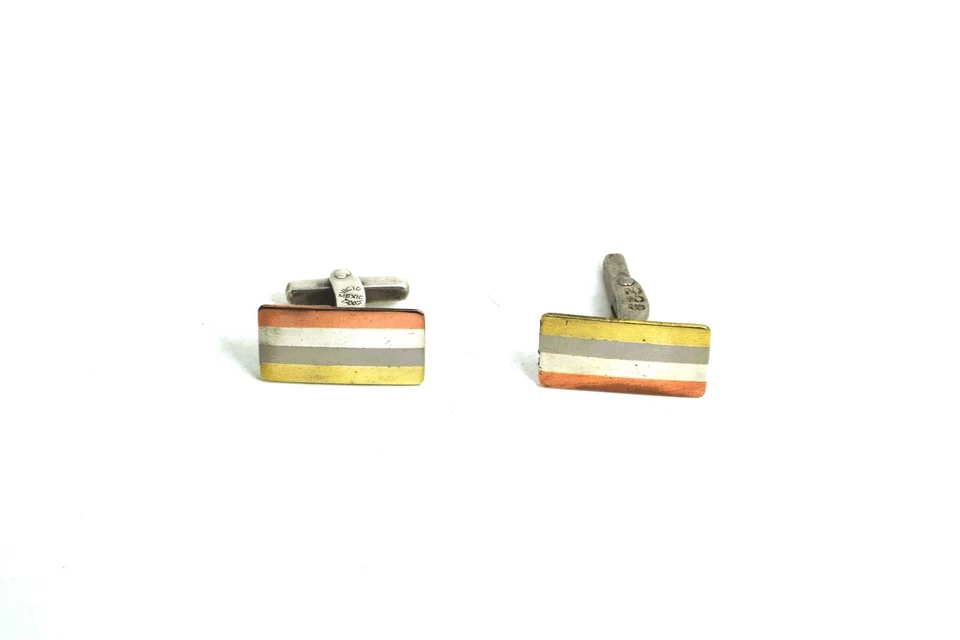 Victoria Taxco Mexico Multi Metal Cufflinks - Copper, Brass & Sterling Silver - Image 2 of 4