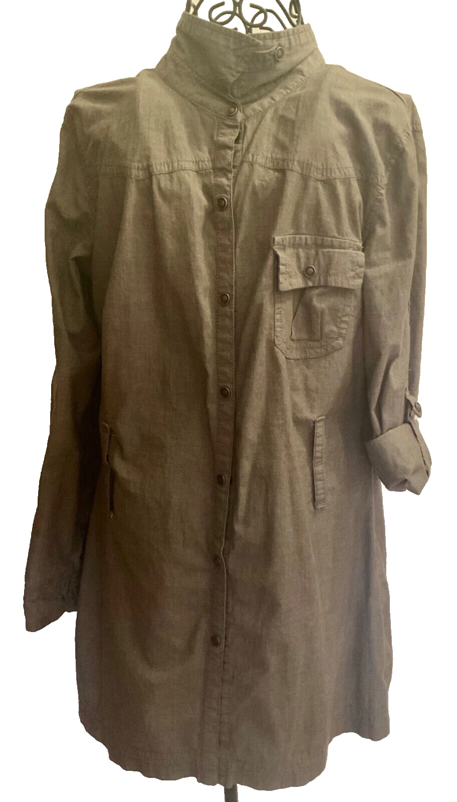 lole long sleeve button tunic stretch organic shirt