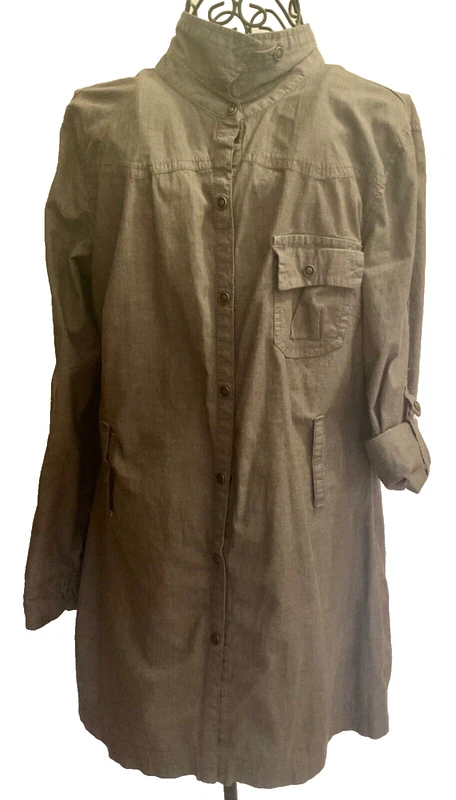 lole long sleeve button tunic stretch organic shirt