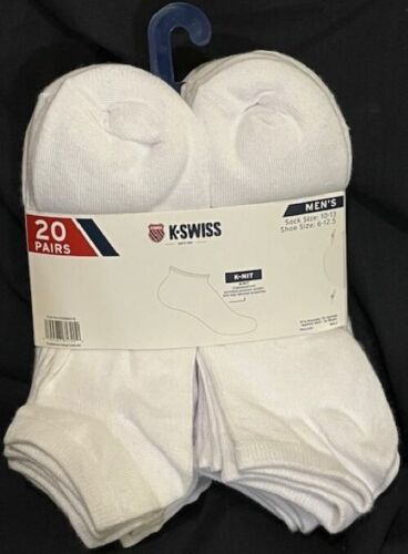 New Men's K-Swiss 20 Pair Low Cut Socks - White - 10-13 - Picture 2 of 2