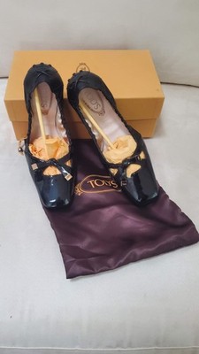 Tod's Black Patent Leather Ballet Flats   Size 10   New