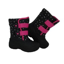 WONDER NATION Girls Black  Pink Faux Fur Lined Snow Boots - Size: 7T