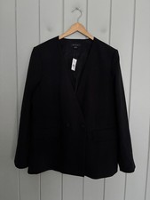 NWT Ann Taylor Bi-Stretch Blazer 14 Double Breasted Black Two-Button Lined NEW