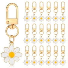 24 Pcs Flower Keychain, Daisy Keychain Cute Flower Tassel Keychains for