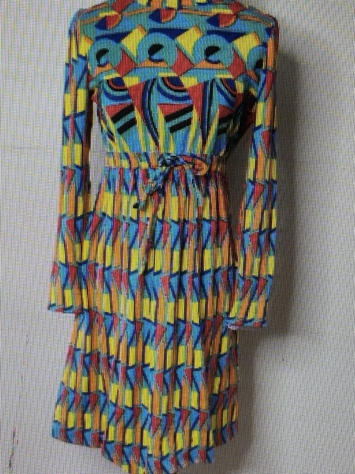 VTG Goldworm Italy Merino Wool Dress Vintage Size 10 Mod Colorful Psychedelic - Image 2 of 3